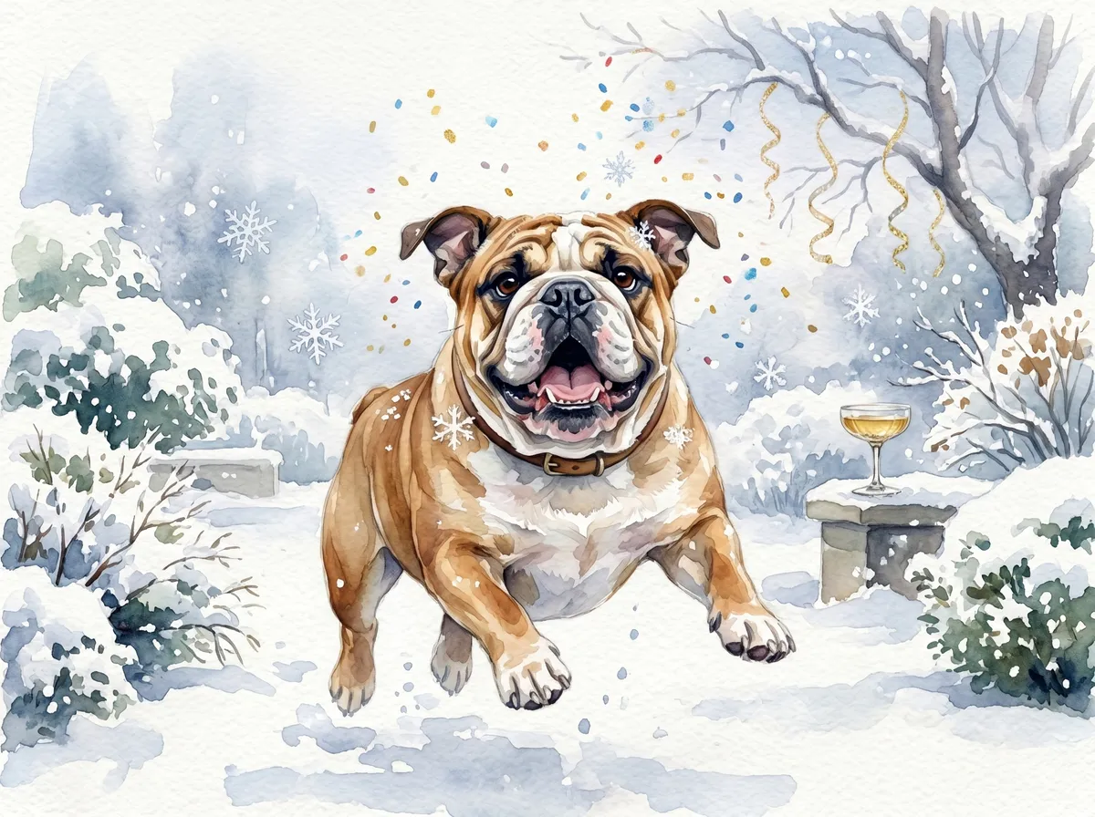 Bulldog watercolor calendar month 1